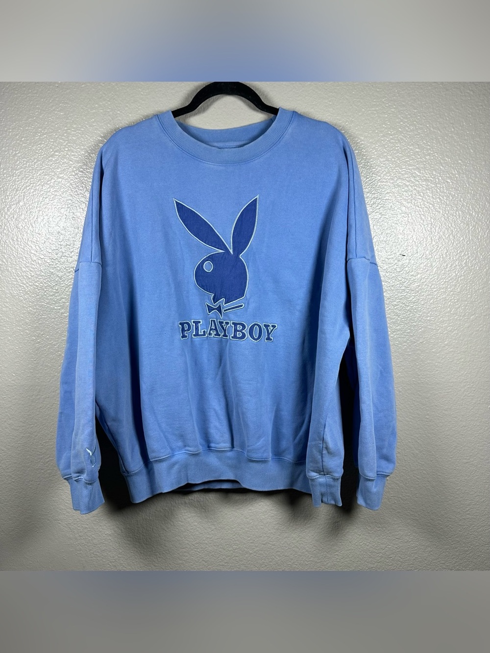 Playboy by Pacsun Light Blue Logo Crewneck Sweatshirt SZ:M